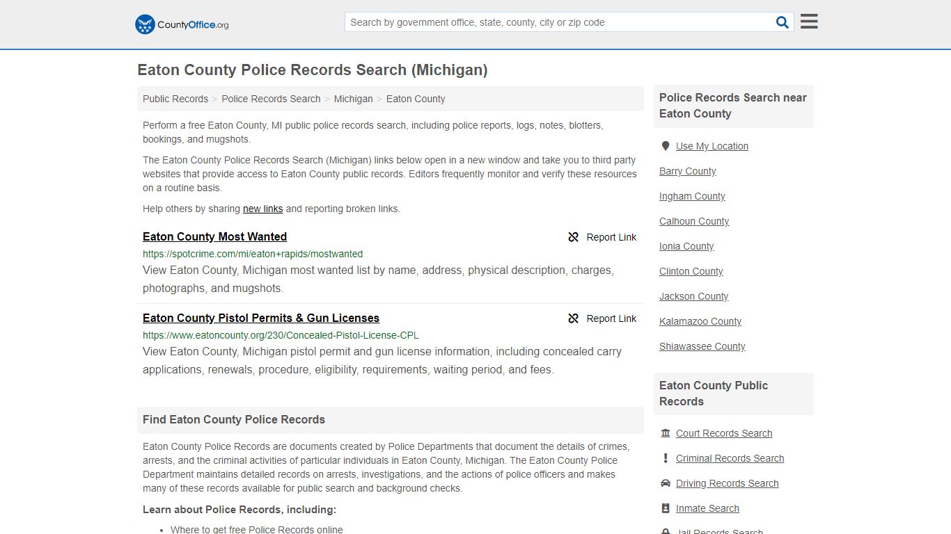 Police Records Search - Eaton County, MI (Accidents ...